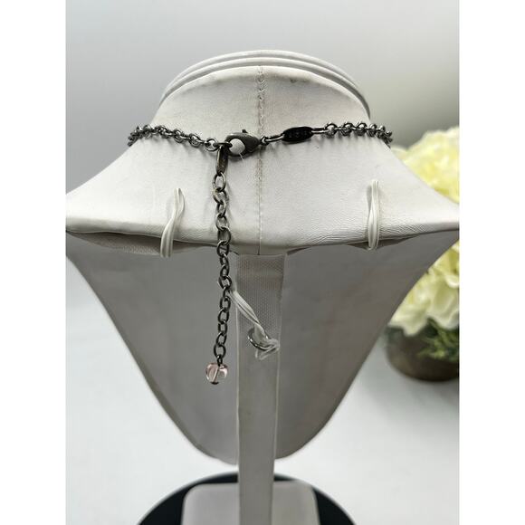 Sabika Retired Pink Heart Antique Silver Necklace - Picture 6 of 9